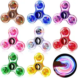 Crystal Luminous LED light Fidget Spinner Hand Top Spinners Glow in Dark EDC Stress Relief Toys Kinetic Gyroscope for Children ball air sand Metal Fusion BeyBattle Set with Launchers