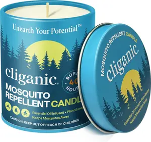 Mosquito Repellent Candle (9oz) | Citronella, DEET Free, Essential Oil Infused for Outdoor, Camping | Burns 40 HoursGift.