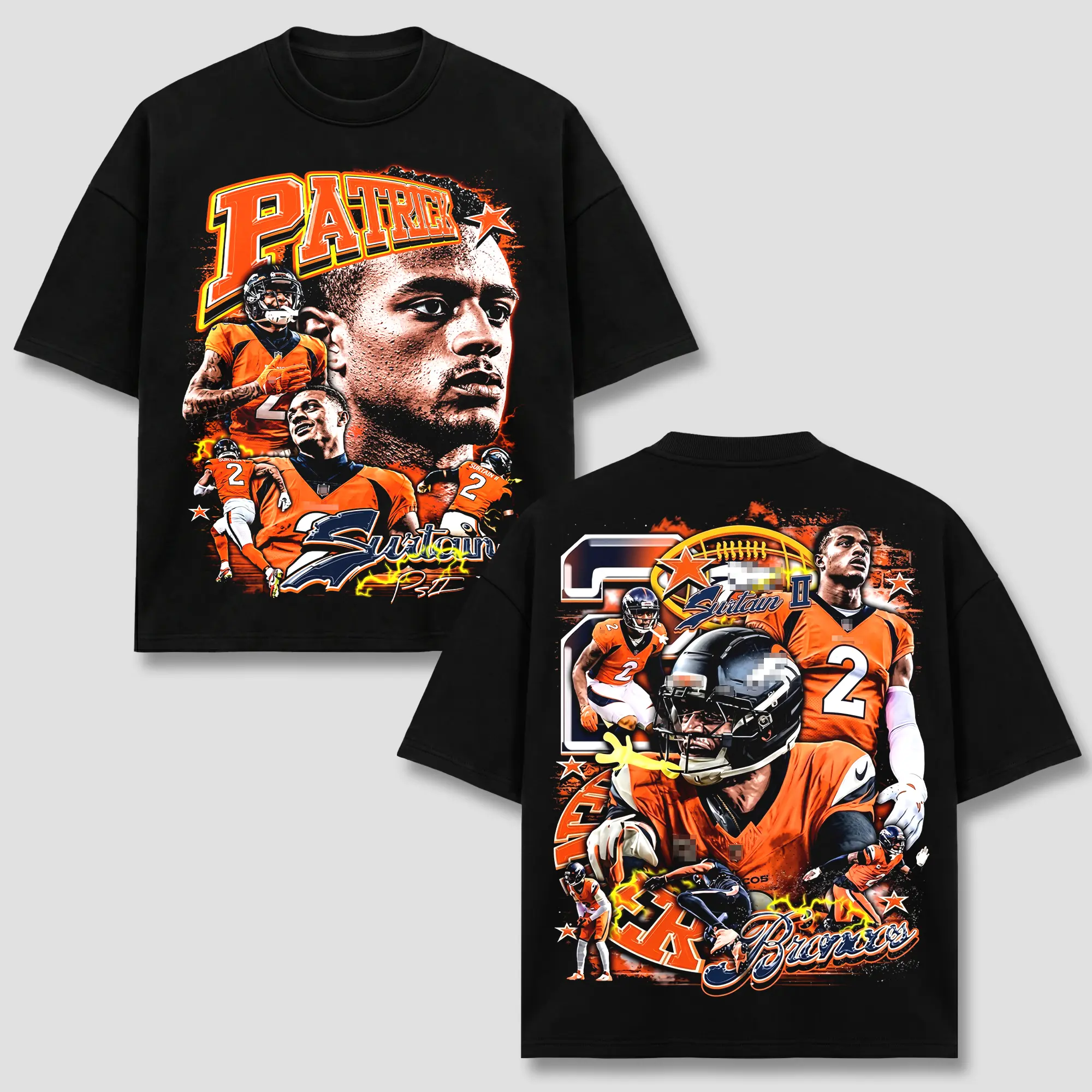 Patrick Surtain II #2 Vintage Football Graphic Shirt, Retro Sports Defense Athlete T-Shirt, Bootleg Style Graphic Merch, Heavyweight Oversized Washed Cotton Streetwear Top, Aesthetic Cool Birthday Gift for Football Fan Men, Women
