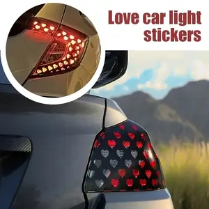 Heart-Shaped Self-Adhesive Brake Light Sticker, Plastic Heart Car Headlight Cover Decoration, Vehicle Rear Light Decorative Accessories