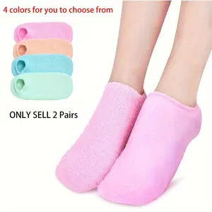 2pairs Silicone Moisturizing Socks for Dry, Cracked Heels and Rough Light Beige, Hand and Foot Care Socks for Women and Men, Softens Foot Care Tool, Foot Care Socks,Christmas Moisturizing Socks