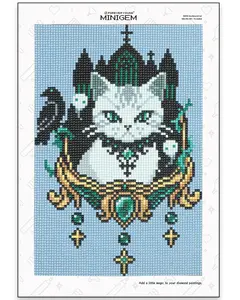 Foreveryoung Minigem Cat Diamond Painting Kits for Adults, Gothic Canvas Small Diamond Art Kits for Beginners, Round Beads Mini Diamond Art Kits for Adults 7.6 x 11.3 Inch (Soulbound Cat)
