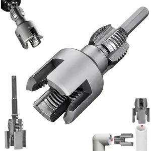 1/2'' 3/4'' PVC Pipe Thread Cutting Tool Integrated Internal & External Pipe Threading Tool Upgrade Pipe Thread Cutting Tool for Plumbing DIY Repairs
