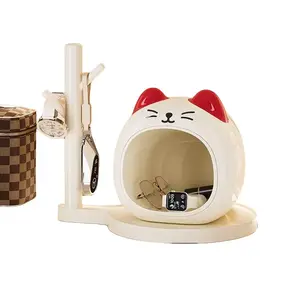 2026 Lucky Cat Storage Organizer with Key Holder - Cute Cat Design for Entryway Hallway Bedroom and Shoe Cabinet Essential Small Item Storage Home Decor jewelry box storage organization makeup organizer storage containers fridge organizer