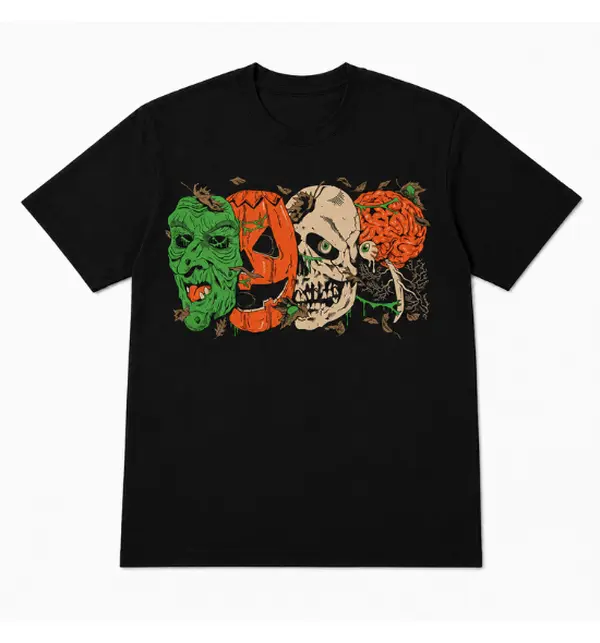 Zombie Pumpkin Skull Brain Horror T-Shirt, Creepy Halloween Monster Graphic Tee, Vintage Retro Spooky Season Shirt, Scary Zombie Jack O Lantern Skull Artwork, Ultimate Horror Halloween Design, Trending Spooky Apparel, Perfect Gift For Men and Women
