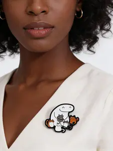 Interesting Line Man Enamel Pin Cartoon Cute Caring Cat Brooch Backpack Lapel Badge Fashion Jewelry Suitable for Men and Women Daily Wear as a Gift for Friends Jewellery
