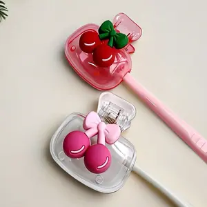 Portable Toothbrush Holder, Toothbrush Storage with Cherry Pattern Design, Transparent & Options, Ideal Travel Accessory Gift