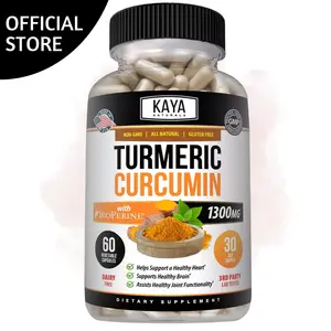 Kaya Naturals Turmeric with BioPerine – Enhanced Absorption Formula – Turmeric 95% Curcuminoids – Non-GMO & Gluten-Free – 60 Capsules