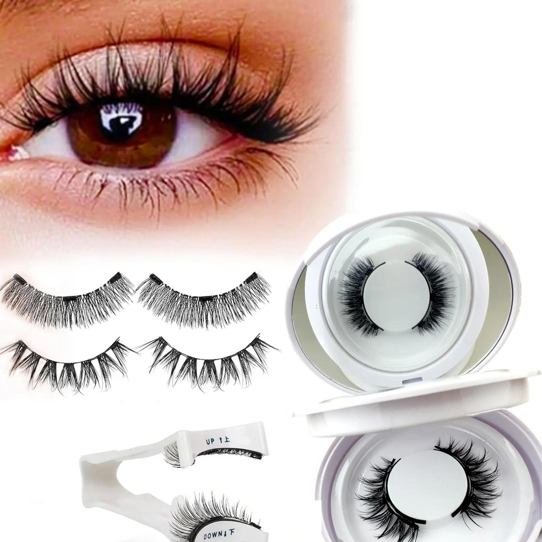 Reusable Magnetic False Eyelashes Set, No Glue Needed, Includes Dedicated Applicator, Alcohol-Free Professional Cosmetic Eye Makeup Tool, Fluffy Volume Eyelashes