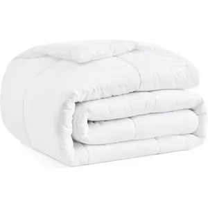 Duvet Insert King Comforter Cooling Blanket Lightweight Hypoallergenic Reversible White Comforter with Box Stitching Bedding Down Alternative Machine Washable, King, White