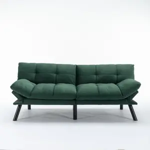 Emerald Convertible Folding Modern Sofa Bed for Living Room Guest Room, Sleeper Couch with Backrest, Space-Saving Multi-Functional Sofa, Compact Design, Easy to Fold and Store, Single Size, Green Upholstered, Living Room Furniture