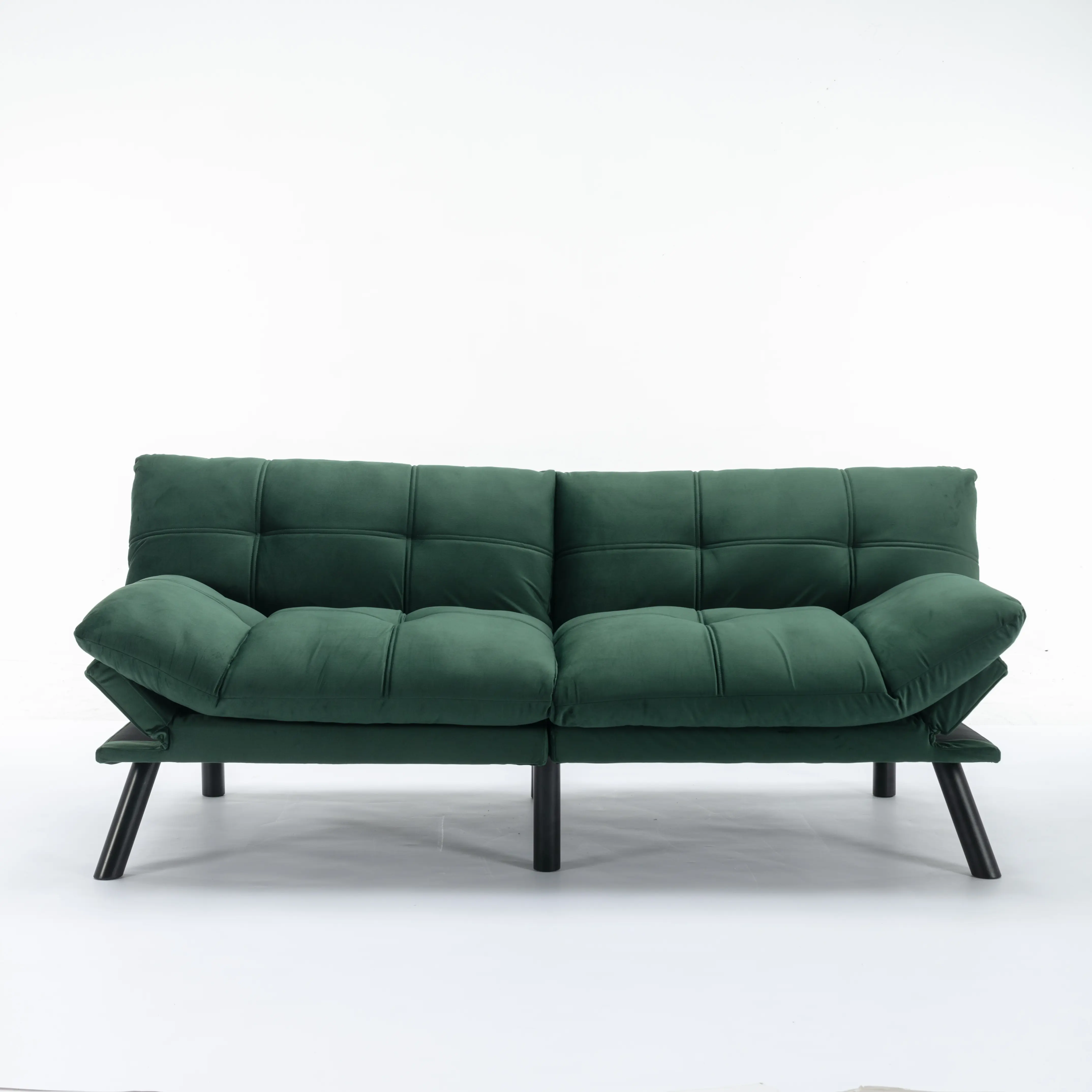 Emerald Convertible Folding Modern Sofa Bed for Living Room Guest Room, Sleeper Couch with Backrest, Space-Saving Multi-Functional Sofa, Compact Design, Easy to Fold and Store, Single Size, Green Upholstered, Living Room Furniture