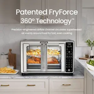 Gourmia French Door 6-Slice Digital Toaster Oven Air Fryer with FryForce 360° Technology 19 One-Touch Presets 24L Stainless Steel