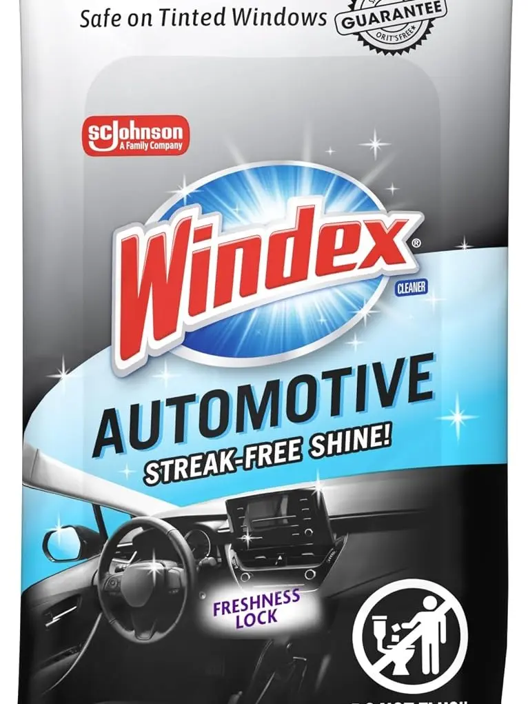 Windex Auto Wipes for Car Windows, Mirrors and Screens, Pre-Moistened Car Cleaner Wipes for Quick Streak-Free Shine, Guaranteed Safe for Tinted Windows and Electronics, 25 count (Pack of 1)