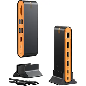 Laptop Docking Station Dual , 15 in 1 Triple Display, 8K@30Hz DP, Dual 4K@60Hz HDMI, 10Gbps USB-A/C, SD/TF, 1Gbps Ethernet, Dual  Adapter Dock for MacBook, Windows Laptops