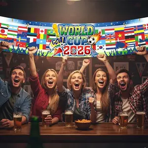 2026 World Cup themed decoration banner, national flag, football elements, World Cup themed party decoration
