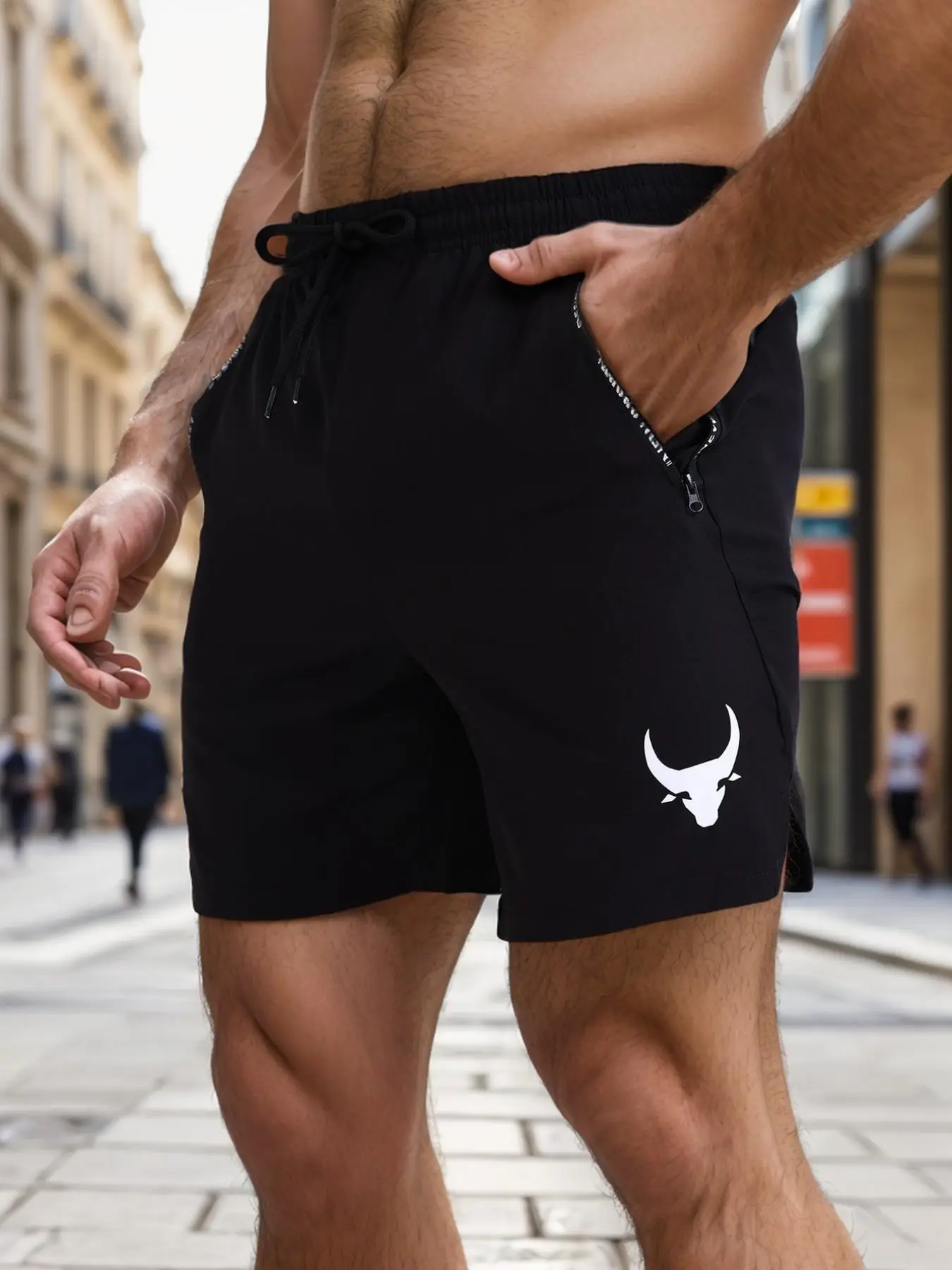 Men's Animal Print Drawstring Waist Sports Shorts, Regular Fit Streetwear Casual Quick Drying New Arrival Summer Shorts, Summer Outfits 2024, National