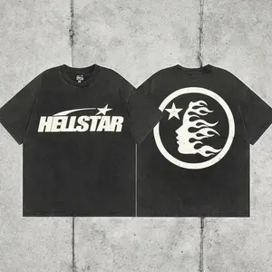 Hell-star Logo Y2K Aesthetic T Shirt, Harajuku Tee, Goth Punk T-Shirt, Alternative Clothing, Y2k Graphic Shirt, Shirt, Cotton Shirt, Vintage Shirt, Crewneck Shirt, Streetwear, Oversized T-Shirt Casual Top Unisex 8Q7