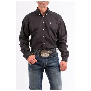 MT10320083 Cinch Men's Western Solid Long Sleeve Shirt - Black