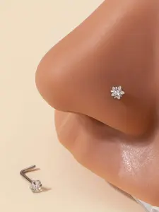 Cute Star Design Nose Studs, Stainless Steel L Shaped Nose Studs, Fashionable Body Jewelry for Women & Men, Nose Piercing Jewelry