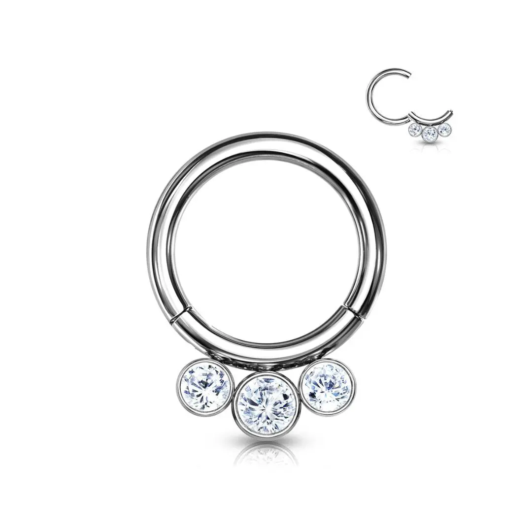 Titanium CZ Bezel Hinge Ring