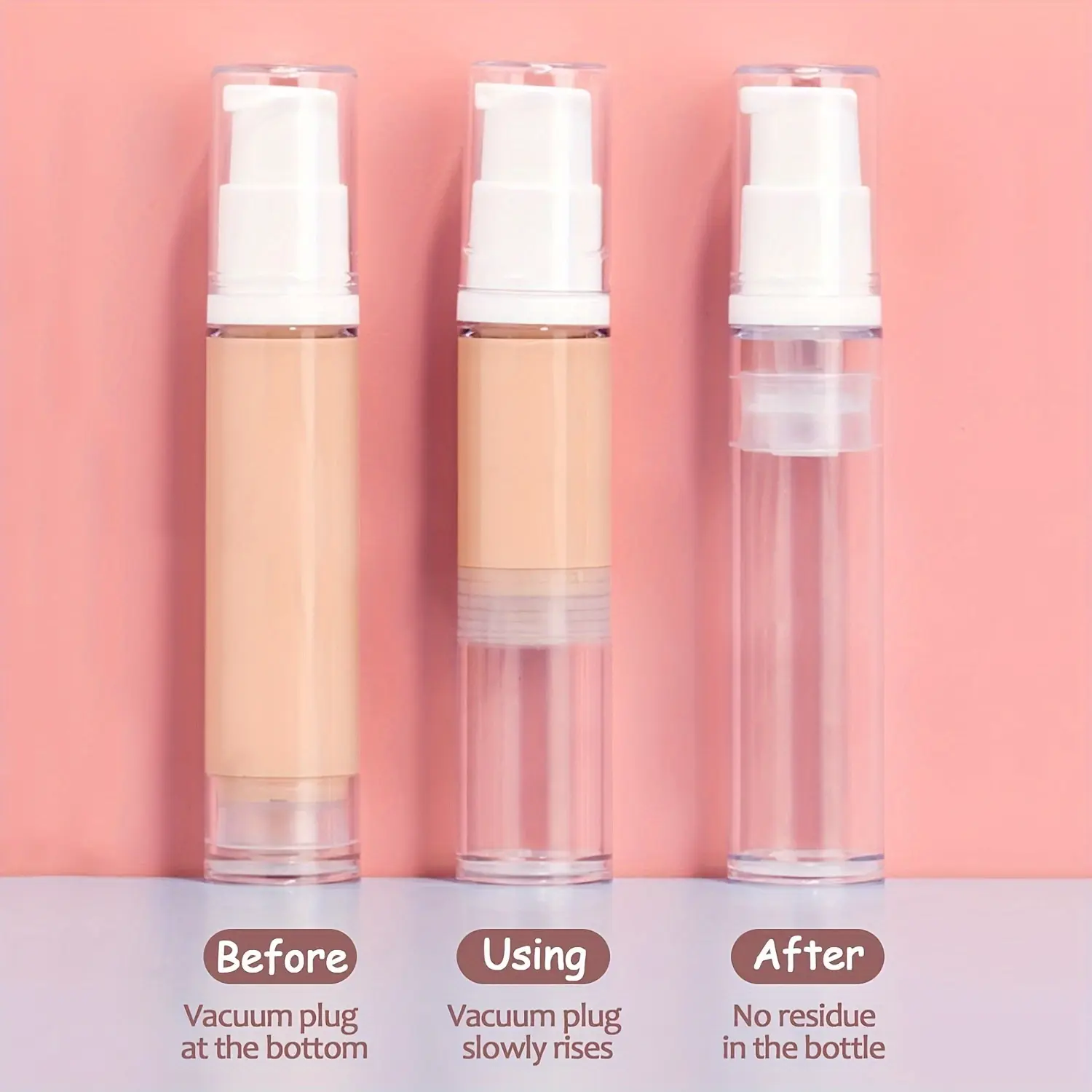 3pcs 10ml Empty Airless Pump Bottles, Transparent Travel-Sized Cosmetic Containers, Makeup Container Set, For DIY Foundation, Makeup, Gel, Essence, Lotion, Moisturizer, Refillable And Leaded-Free