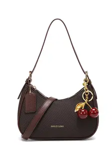 Fashion Versatile Crescent Bag, Y2K Shoulder Underarm Bag, Simple Time Babe Bag, Versatile Crossbody Bag with Cherry Charm, Casual Crossbody Bag
