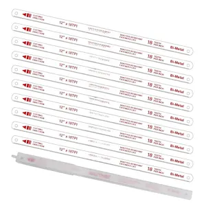12" Hacksaw  18 TPI  10 Pack Bi-Metal Replacement  with High-Speed Steel  and Spring Steel , Professional Grade, Fits  Hacksaw Frames