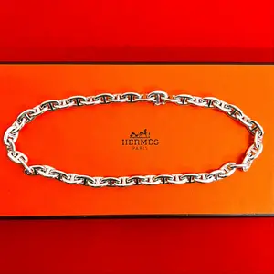 Pre-owned HERMÈS Sterling Silver 925 (Ag925) Small Leather Goods Chaîne d'Ancre PM Silver 925 Necklace