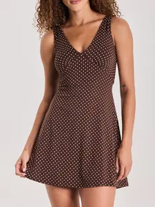 Klassy Network V-Neck Braless Mini Dress with Classic Design and Comfortable Fit