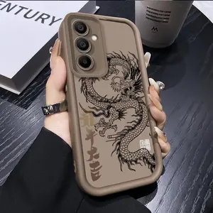 Phone Case: Trendy Dragon  Couple Phone Case Compatible with Samsung Galaxy A56 A55 A54 A36 A16 A35 A34 A52 A15 A06 A05S A25 A33 A26 A53 A51 A71 A52 A14 A05 A12 A13 4G 5G Protective Cover Light Luxury Business Premium Feel Angel Lens Full Wrap Step