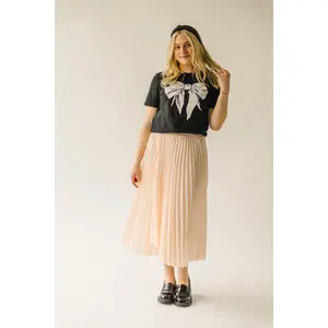 The Trevin Pleated Midi Skirt in Blush