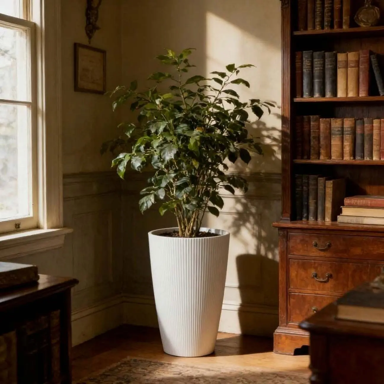 13.9" D X 22" H Parker Tall Cream  Resin Planter