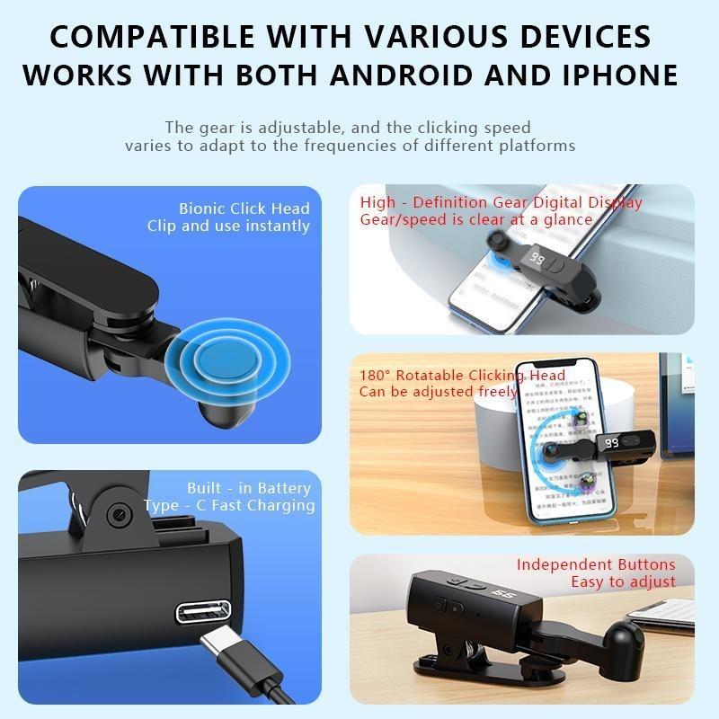 2025 upgraded  Auto Clicker for Smart Phone,Built-in battery,No Need to Connect to Power Source, used for mobile phone application video live streaming gadget quick click simulate finger continuous click, used for live streaming likes, games, shopping