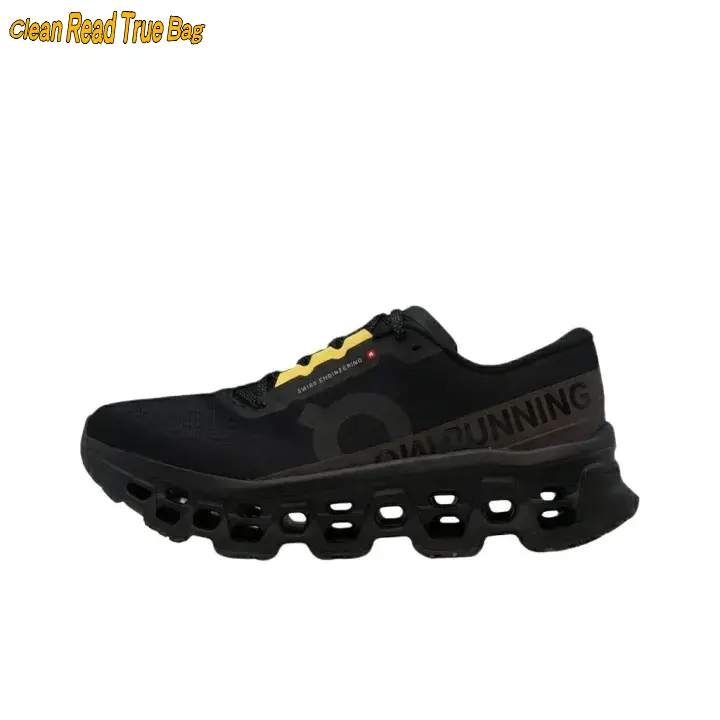 Lightweight Black Low-Top Running Shoes, Breathable Engineered Mesh Upper with Bold Yellow Lace Accents, Unique Honeycomb Cushioned Outsole, Ultra-Comfortable, Ideal for Gym, Running & Streetwear