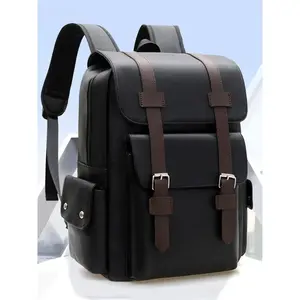 Men's Business Solid Color Backpack, Large Capacity Travel Backpack, Casual Sporty Backpack for Work & School & Daily Used
