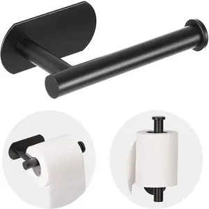 Self-Adhesive Toilet Paper Holder, No Drilling Required, Rustproof Stainless Steel Command Hook, Finish, Durable & Easy Install