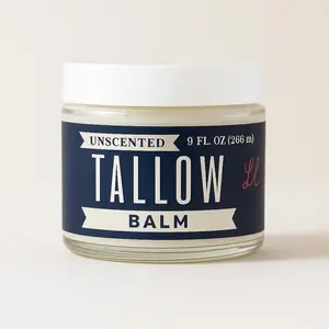 Unscented Tallow Balm | Natural Beef Tallow Vitamin E, Jojoba Moisturizer for Face & Body |Clean, Preservative-Free Skincare by Lady May