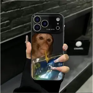 Monkey Straw Drink Design iPhone Case - Features precise button cutouts, a stylish large cutout, and a liquid-inspired finish - Includes camera protection, compatible with iPhone 17/16/15/14 Pro Max| Premium Fashion Phone Case