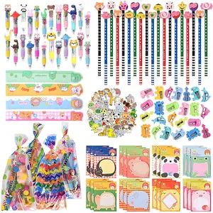 24 Pack Cute Cartoon Animal Stationery Set – Birthday Gifts for Boys Girls, School Goodie Bags Fillers, Classroom Prizes, Rewards, Party Favors – Includes Pencils, Erasers, Rulers, Stickers, Notebooks – Fun Animal Theme