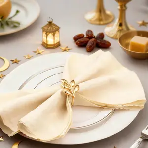 Napkin Rings Set of 2/8/16, Elegant Leaf Pattern for Thanksgiving, Special Events, Ramadan, New Year, Christmas Table Decor