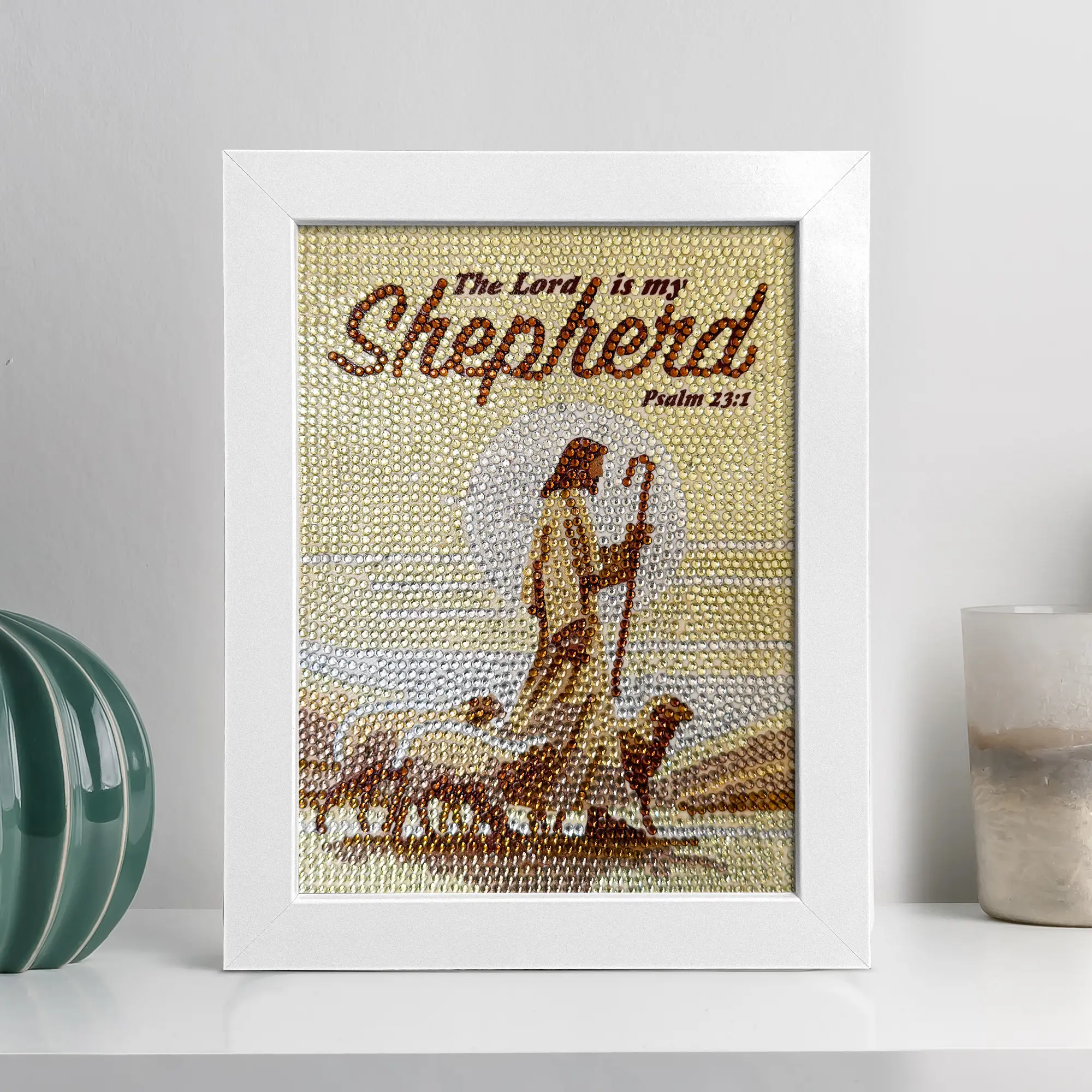 The Lord Is My Shepherd Diamond Painting, Walking Jesus with Sheep, Religious Christian Diamond Art, Wall Decor for Home, Church Gift