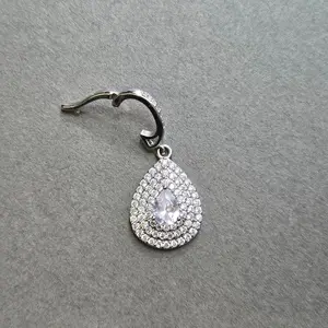 Silver Teardrop CZ Pendant – Elegant Water Drop Layering Jewelry