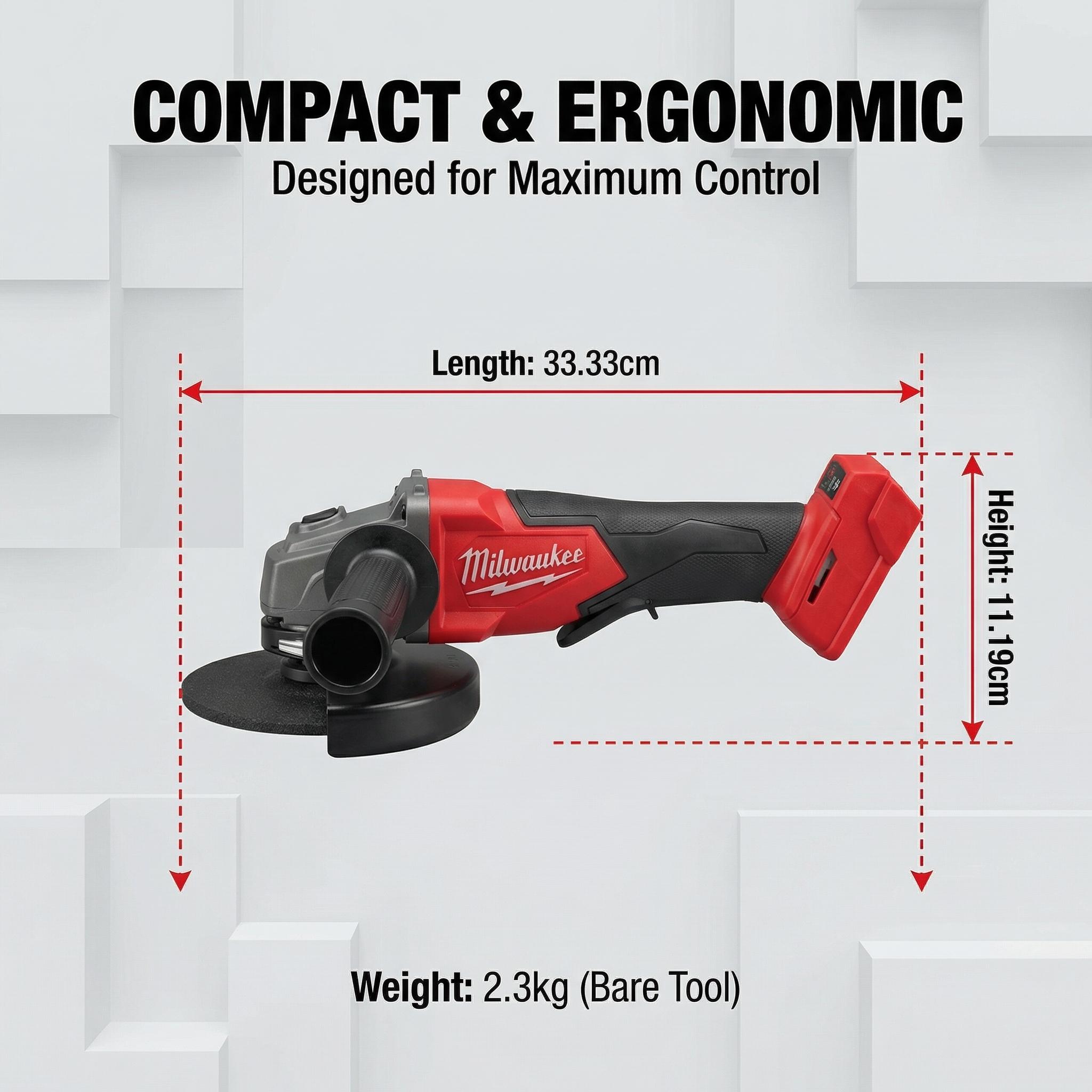 Milwaukee 18V Brushless Angle Grinder 125mm For Metal Cutting And Fabrication With Variable Speed Control And Paddle Switch