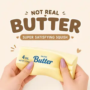 1Pc Squeeze Butter Squishy Toy, Slow Rising PU Foam Fidget Toy for Stress Relief, Anxiety Relief Sensory Toy, Food Shaped Desk Toy Gift