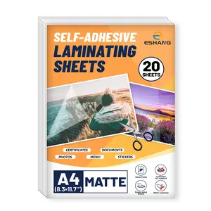 20 Sheets A4 Size Clear Matte Cold Lamination Film, Waterproof Self-Adhesive Clear Sticker Film, Ideal Office & School Supplies, Laminating Sheets, Matte Finish