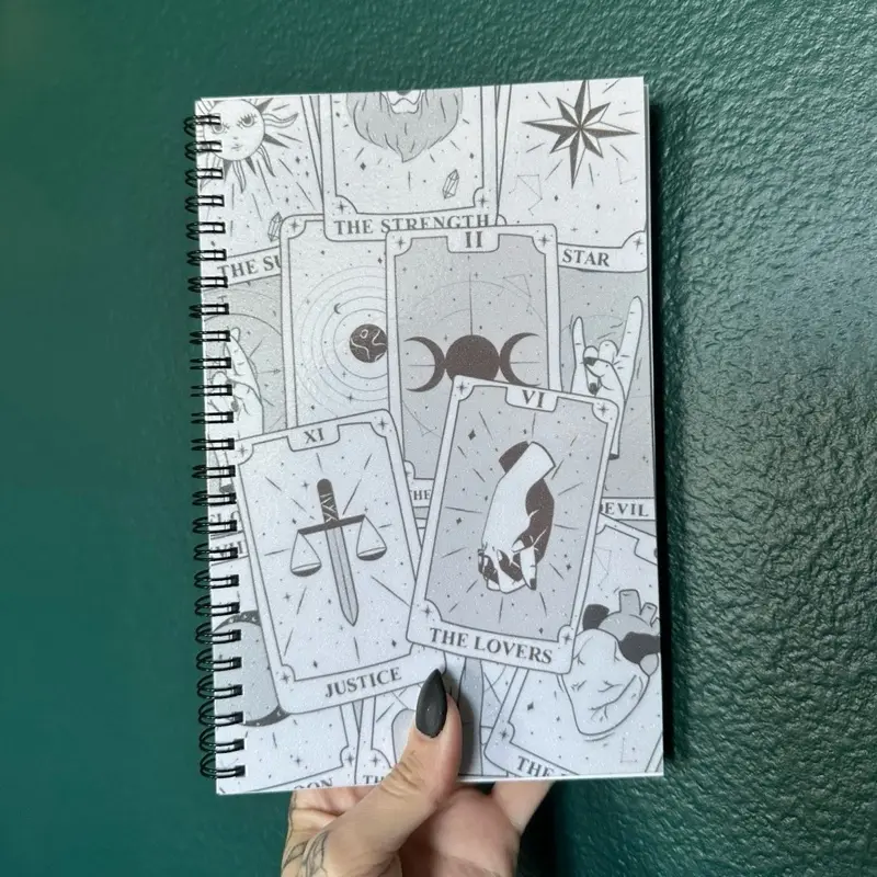 Glitter tarot style handmade notebook 5.5”x8.5”