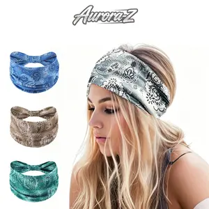 Bohemian Style Paisley Knit Elastane Headbands for Women Non-Slip Stretchable Fabric Versatile Yoga Sports Hairbands Daily Hair Accessory for All Hair Types 2026