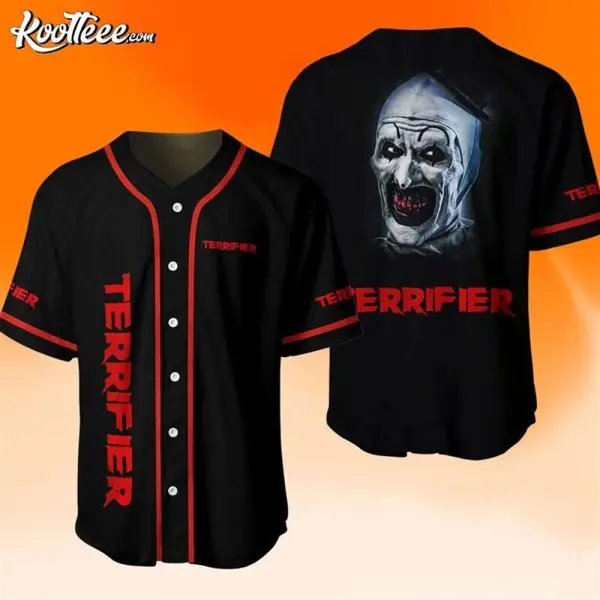 Art the Clown Terrifier Inspired Baseball Jersey – Halloween Horror Graphic Button Up Shirt for Men and Women
