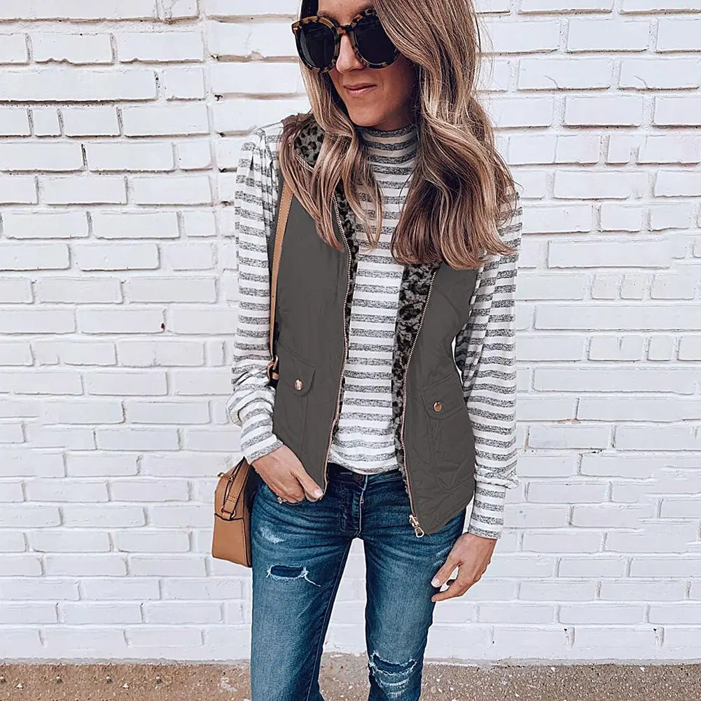 Grey double sided leopard print